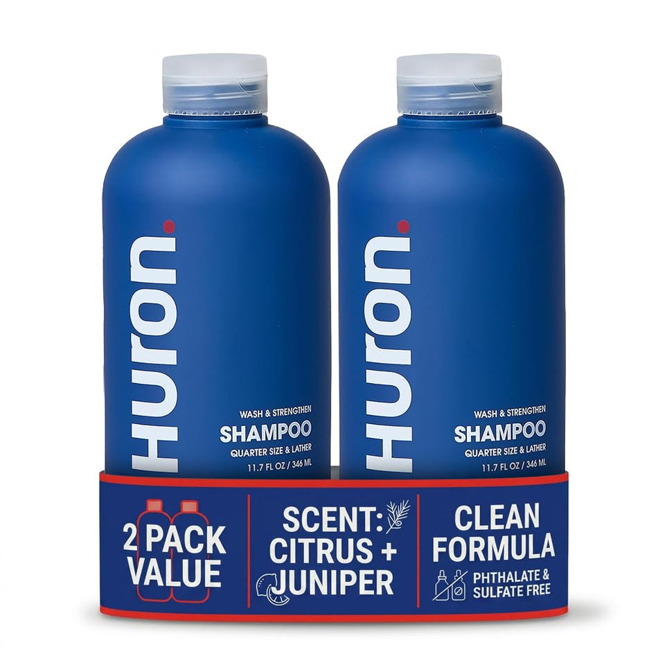 Huron front packaging showing clean two-bottle set with citrus scent benefit