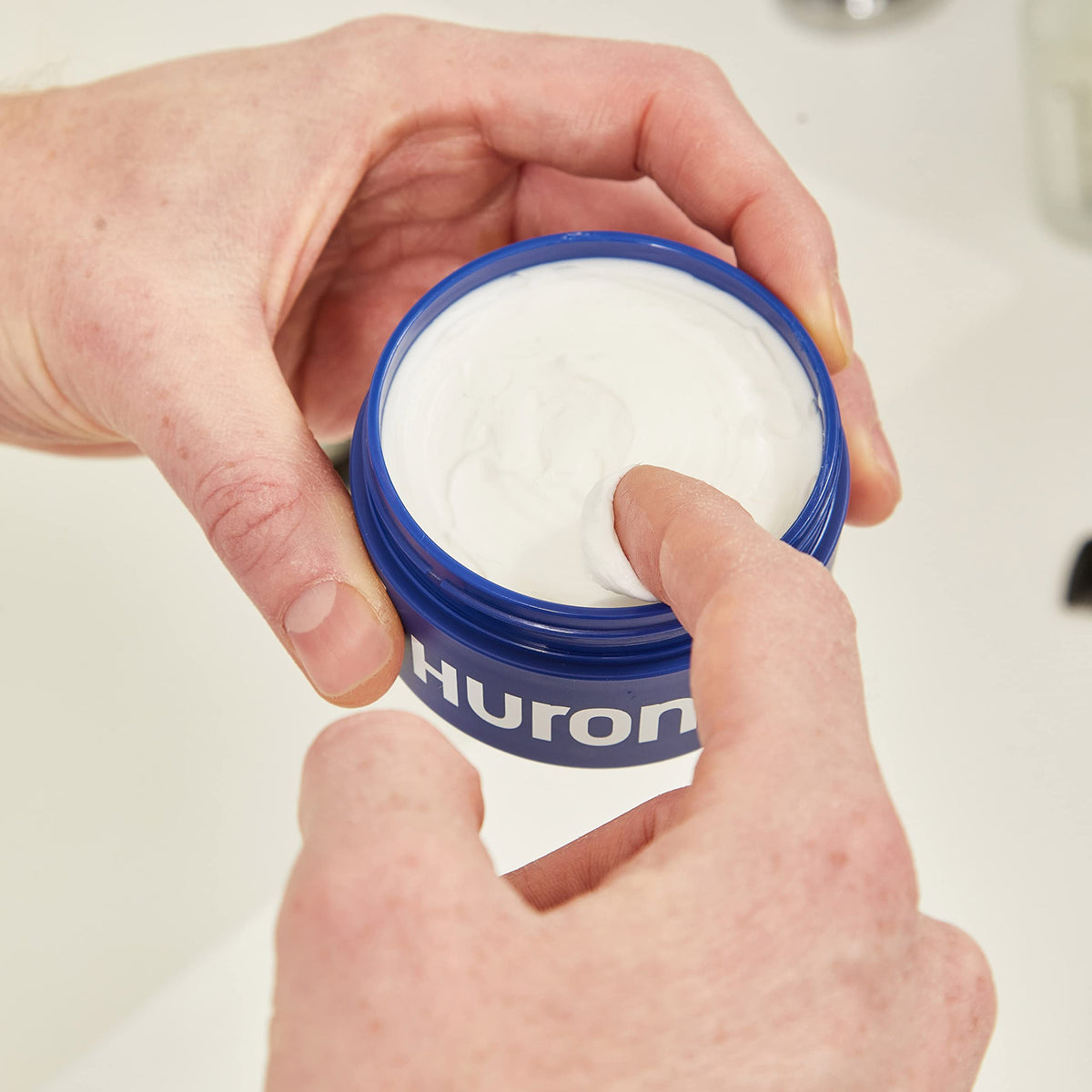 Huron ingredients label highlighting clean formula without parabens or sulfates