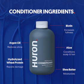 Huron ingredients argan oil and wheat protein visual showing nourishment and strength