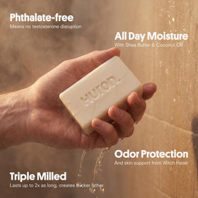 Huron close-up of soap bar texture highlighting moisturizing surface