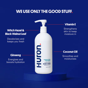 Huron creamy lather close-up demonstrating rich foam and moisturizing texture