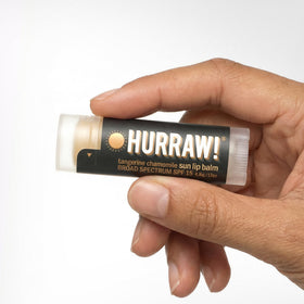 HURRAW! balm applied on lips with light tint, moisturizing and protective