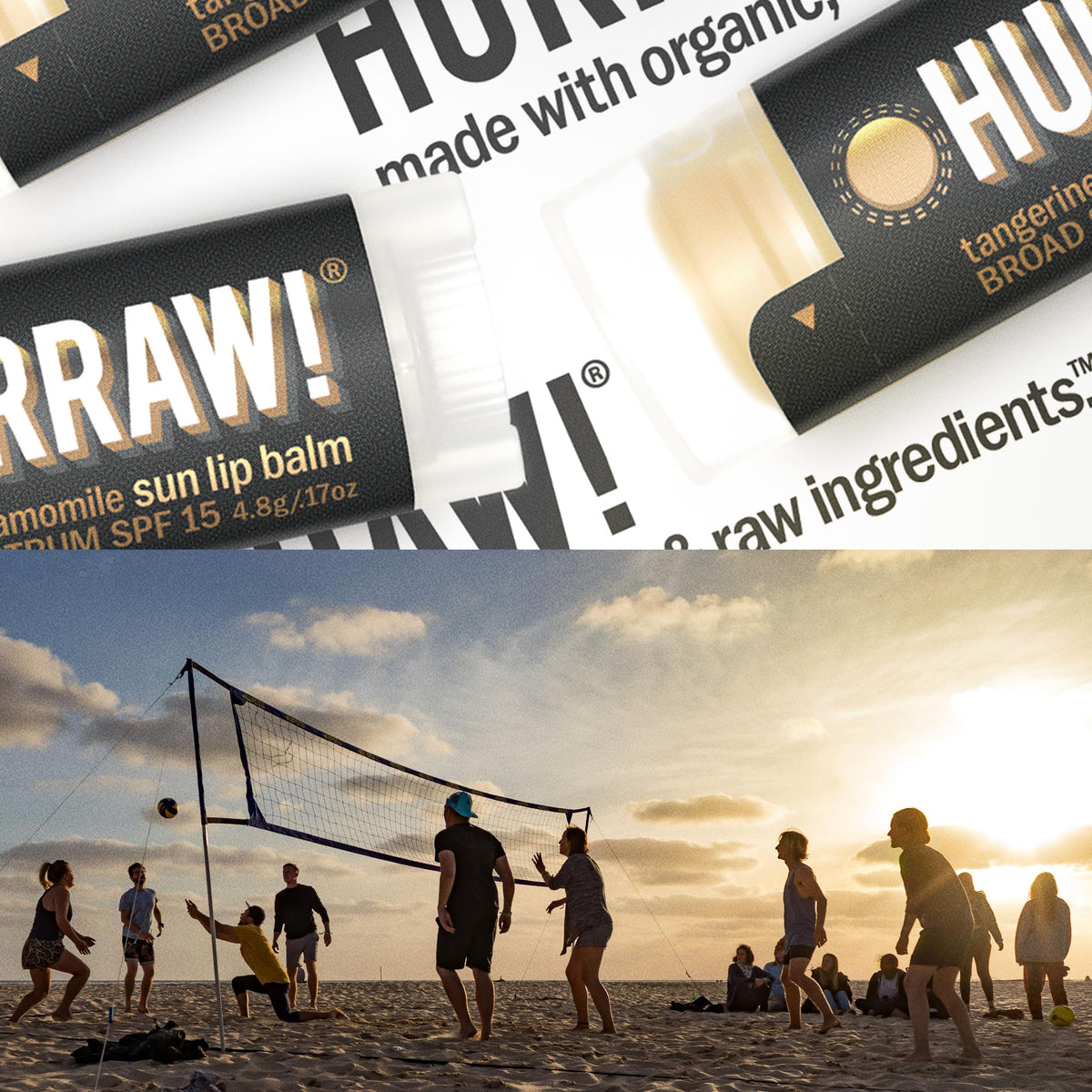 HURRAW! two open oval tubes side-by-side, compare tangerine and chamomile