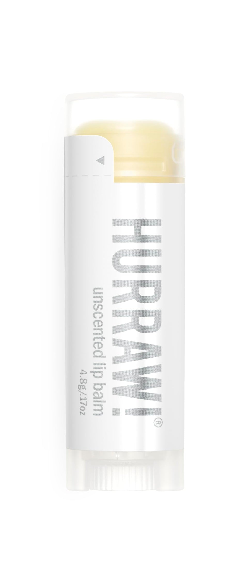 HURRAW! front packaging showing unscented lip balm and brand