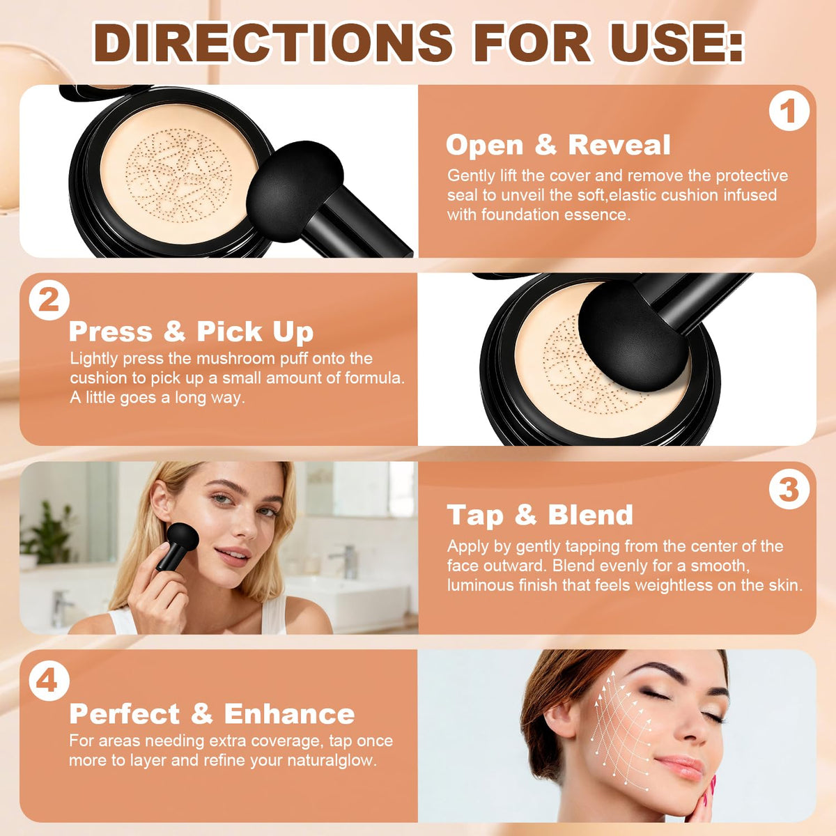 Hush Makeup compact open displaying sponge cushion for quick, mess-free touch-ups