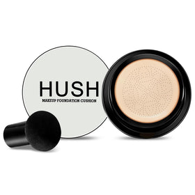 Hush Makeup Foundation front compact showing sleek packaging and branding benefits