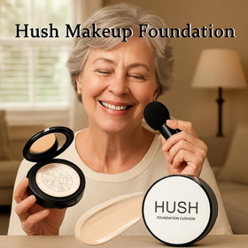 Hush Makeup mushroom puff close-up highlighting soft applicator for smooth, even finish