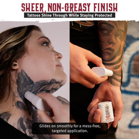 Hustle Butter being applied on forearm tattoo to preserve color vibrancy