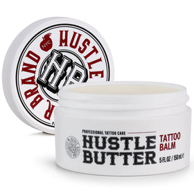 Hustle Butter Deluxe front tin showing brand and clean packaging benefit