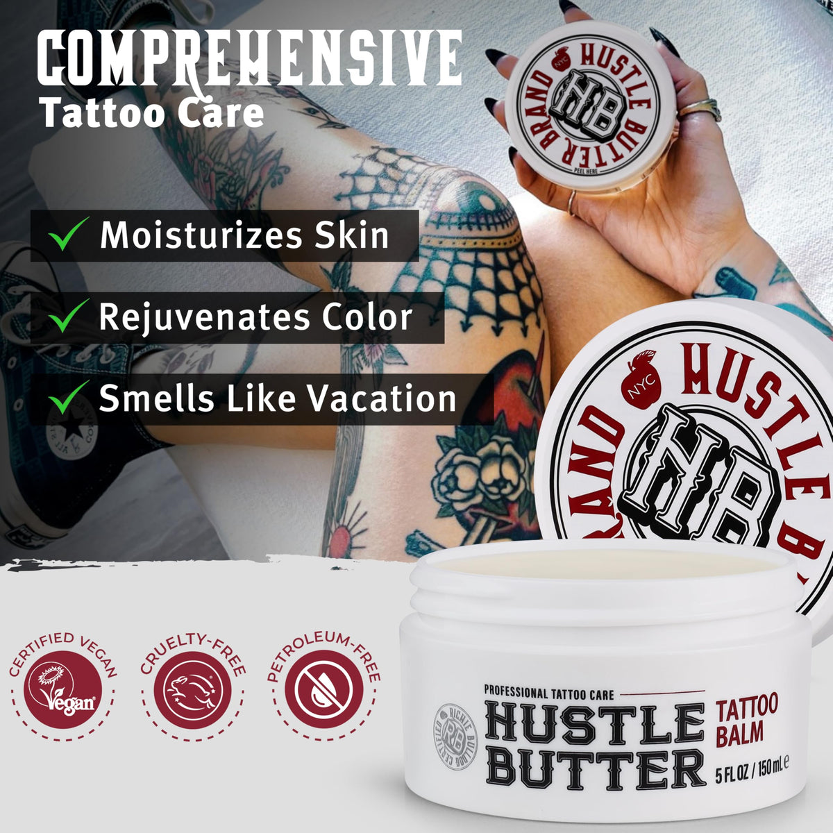 Hustle Butter Deluxe used on healed tattoo to maintain color and softness