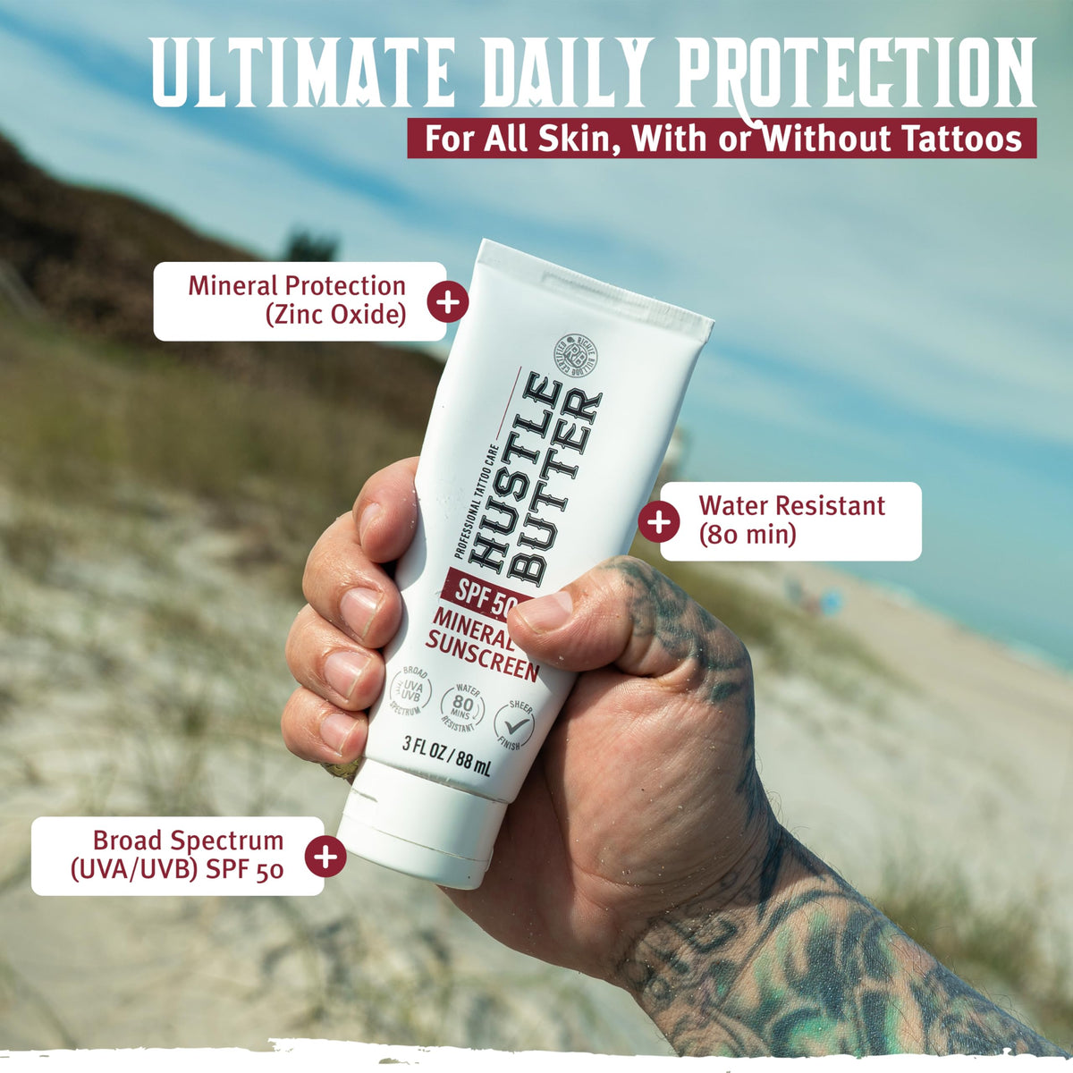 Hustle Butter lotion texture close-up highlighting fast-absorbing, non-greasy finish
