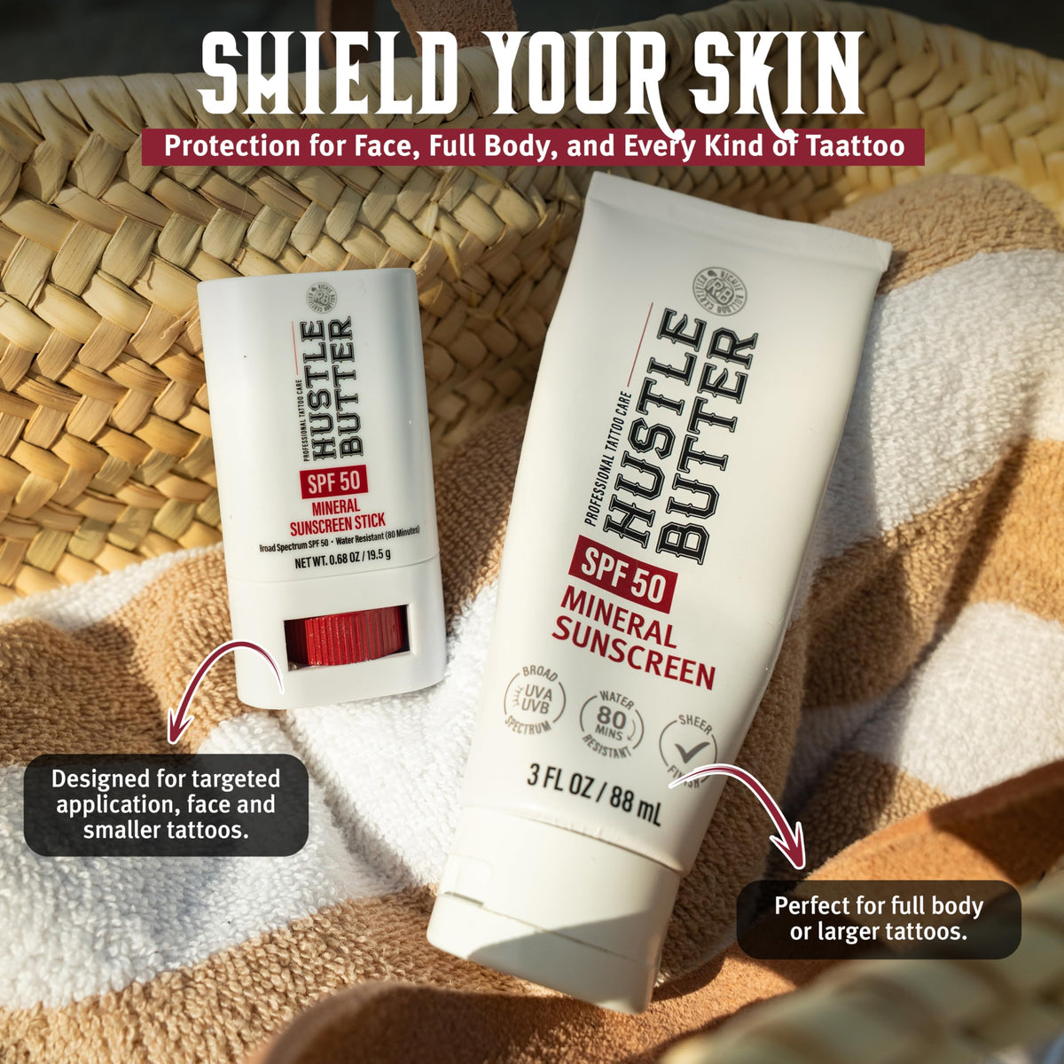 Hustle Butter on skin near water demonstrating sweat and water resistance
