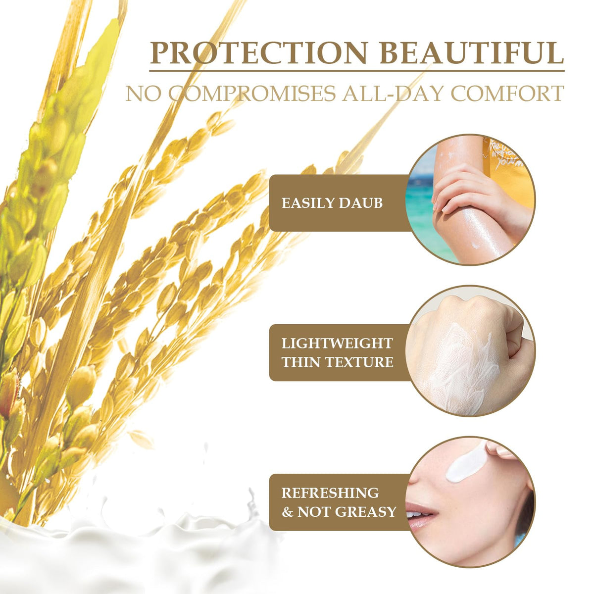 huxihom applying sunscreen on arm for even coverage and quick blend