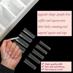 HWHUNO tips being applied in a salon, demonstrating quick adhesion and professional finish