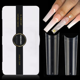 HWHUNO front packaging with 500 clear tapered square tips, organized and labeled for convenience