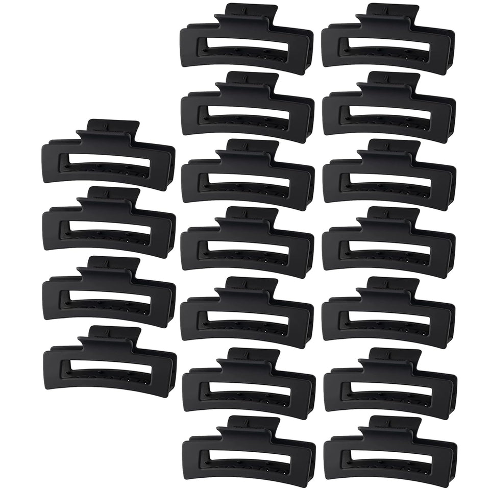 HXOGD front packaging showing 18 matte hair claw clips and organized set for gifting