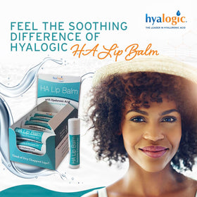 Hyalogic application on lips before and after showing visible smoothing benefit