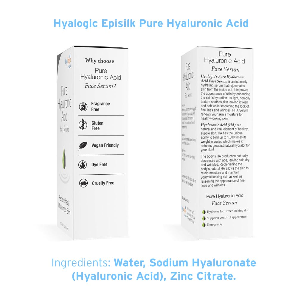 Hyalogic Episilk label close-up highlighting simple ingredients and transparency