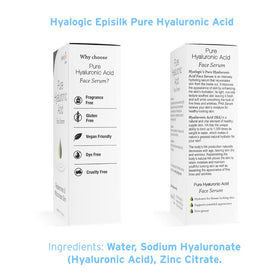 Hyalogic Episilk label close-up highlighting simple ingredients and transparency