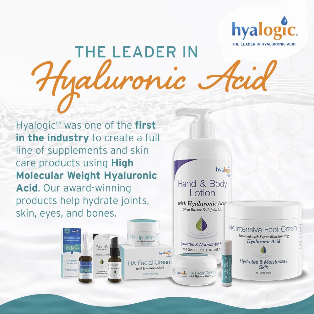 Hyalogic product label close-up highlighting hyaluronic acid and organic oils