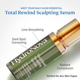 HYDRONOVA dropper dispensing serum, illustrating precise application and lightweight texture
