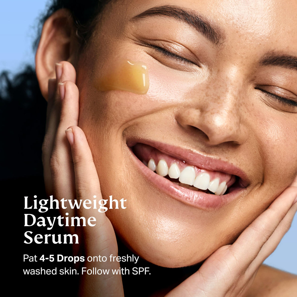 HYDRONOVA serum applied before moisturizer, demonstrates layering under SPF and makeup