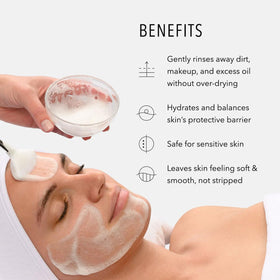 HydroPeptide cleansing gel foam in hand demonstrating gentle cleansing action