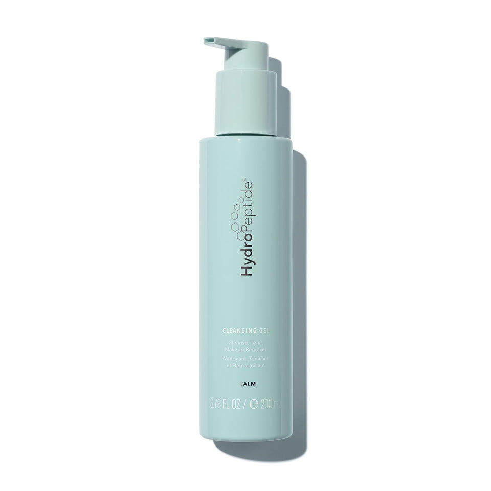 HydroPeptide cleansing gel front packaging showing product and benefits