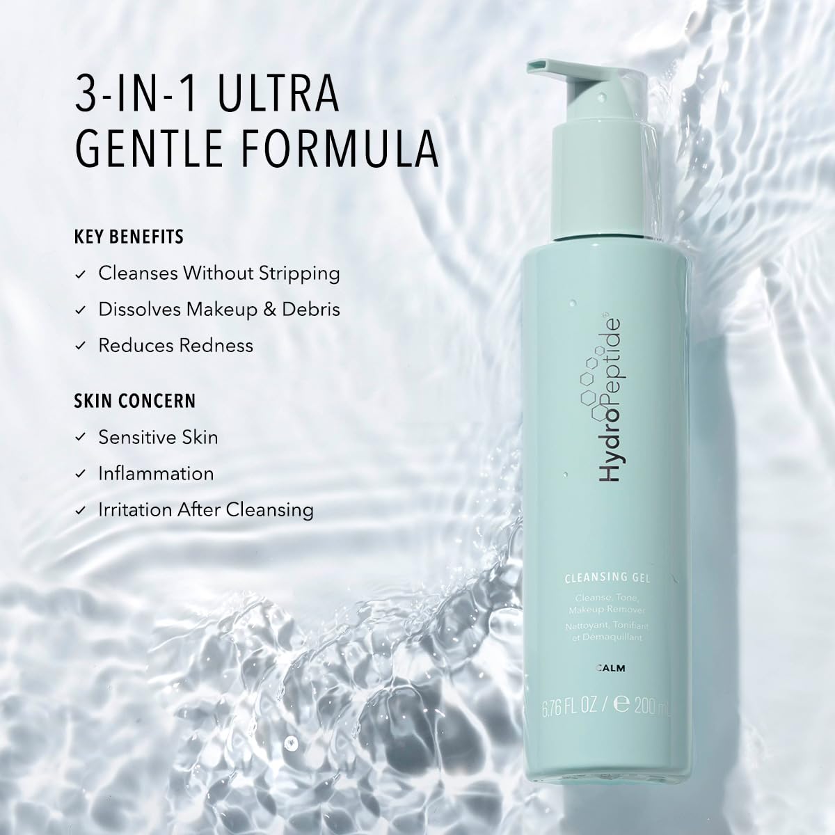 HydroPeptide cleansing gel texture close-up highlighting creamy lather
