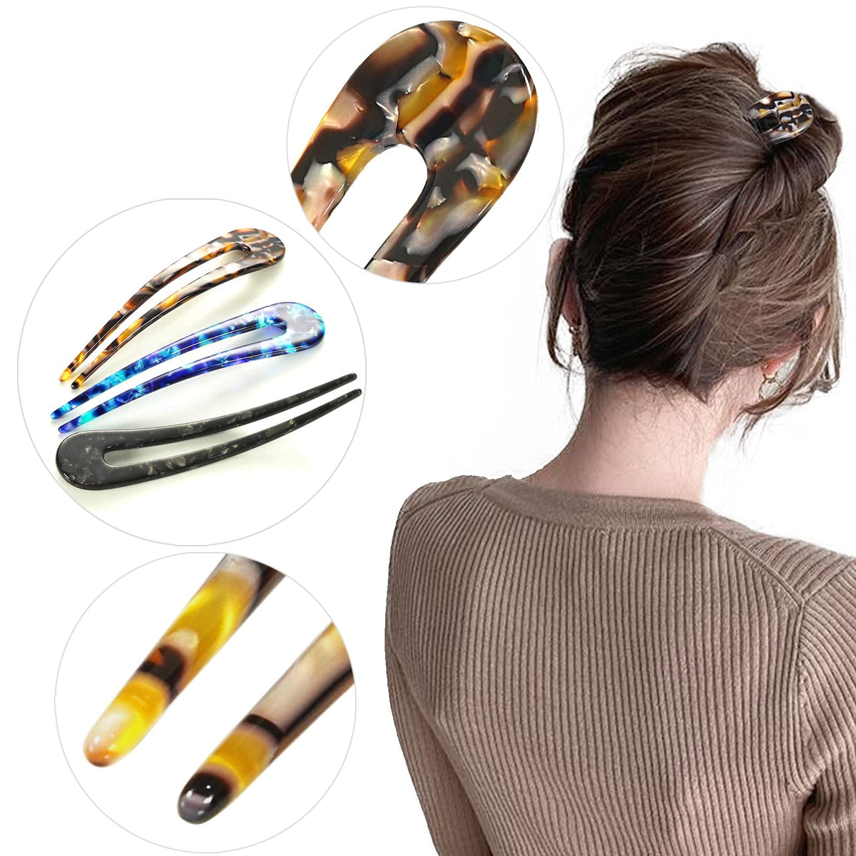 HYFEEL three hair forks in blue brown black, offering color-matching options for outfits