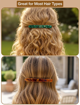 HYFEEL barrette held in hand to show 4-inch scale and comfortable size