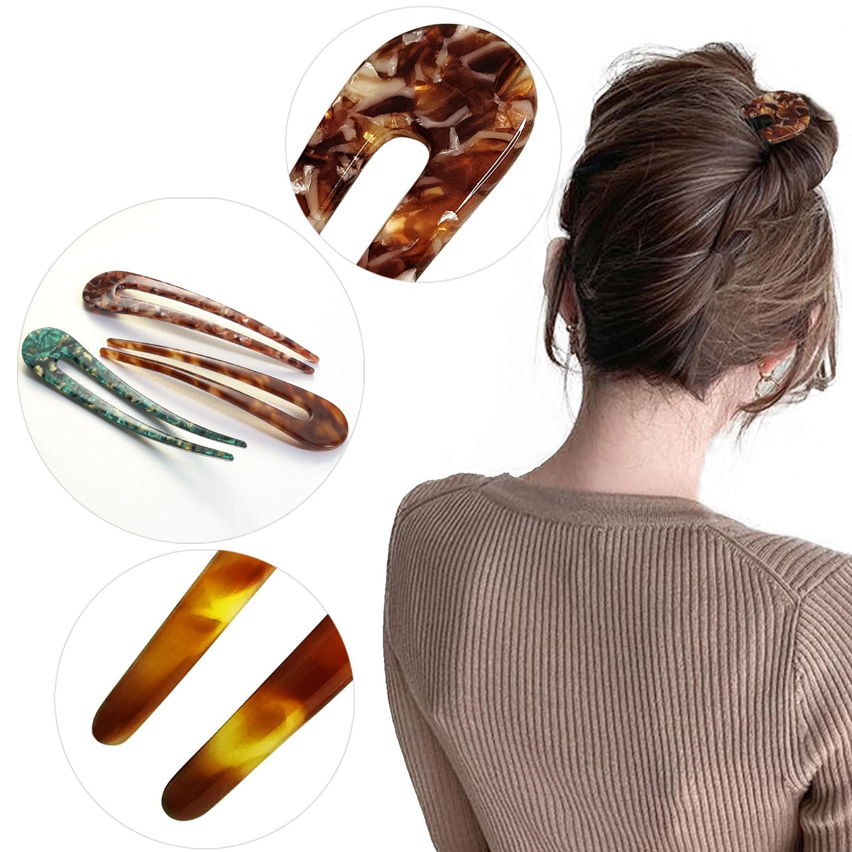 HYFEEL hair pins held in hand to show 4.7 inch length and scale for thicker hair control