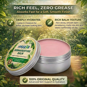 Hyggear jar opened to reveal concentrated balm ideal for targeted moisturization