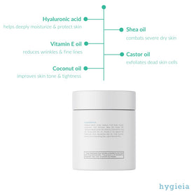Hygieia + cream texture close-up demonstrating rich hydration and fast absorption