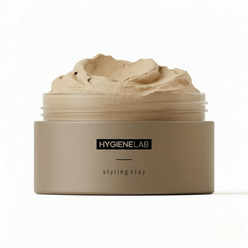 HygieneLab hair clay front jar showing clean EWG Verified pack and strong hold benefit
