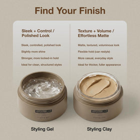 Side profile of styled hair using HygieneLab clay showing natural matte texture and control