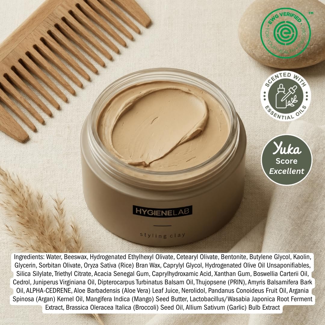 Close-up texture of HygieneLab clay highlighting matte finish and easy workability