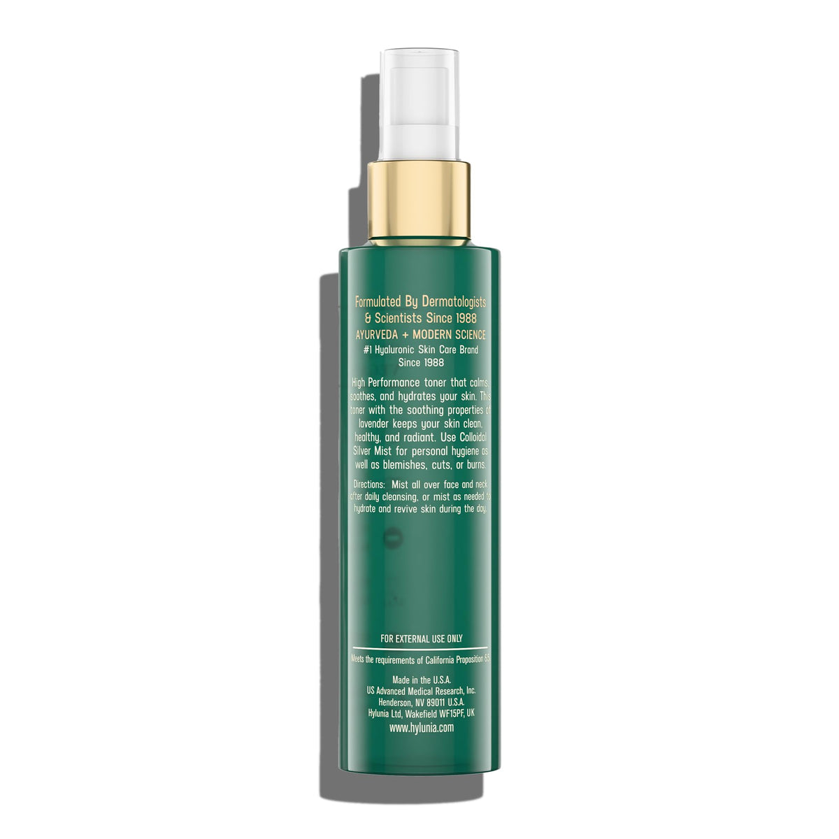 Hylunia mist spraying onto skin for quick cooling and hydration benefit