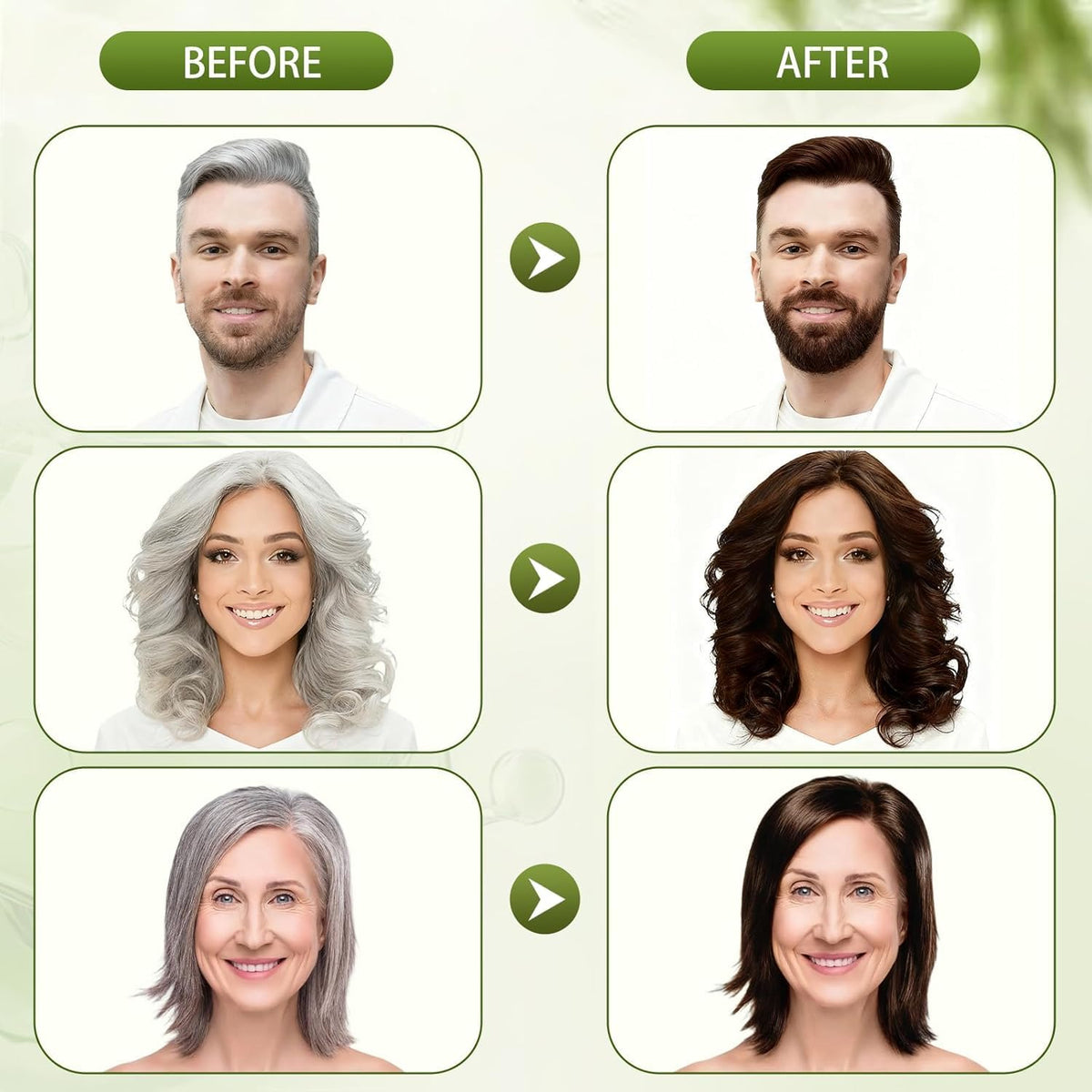 Hynqor before and after gray coverage showing visible color restoration benefit