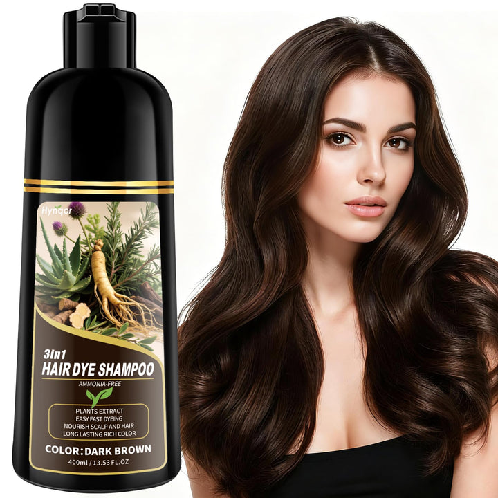 Hynqor front packaging showing product and dark brown shade benefit
