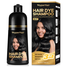 HyperHair front packaging showing black dye shampoo and quick care