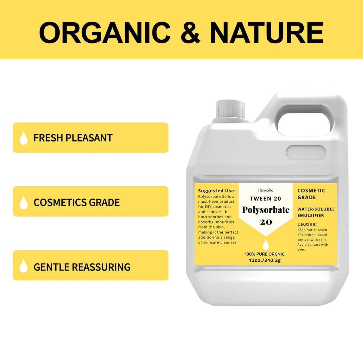 Hznxolrc liquid close-up texture highlighting clear cosmetic-grade consistency for formulation