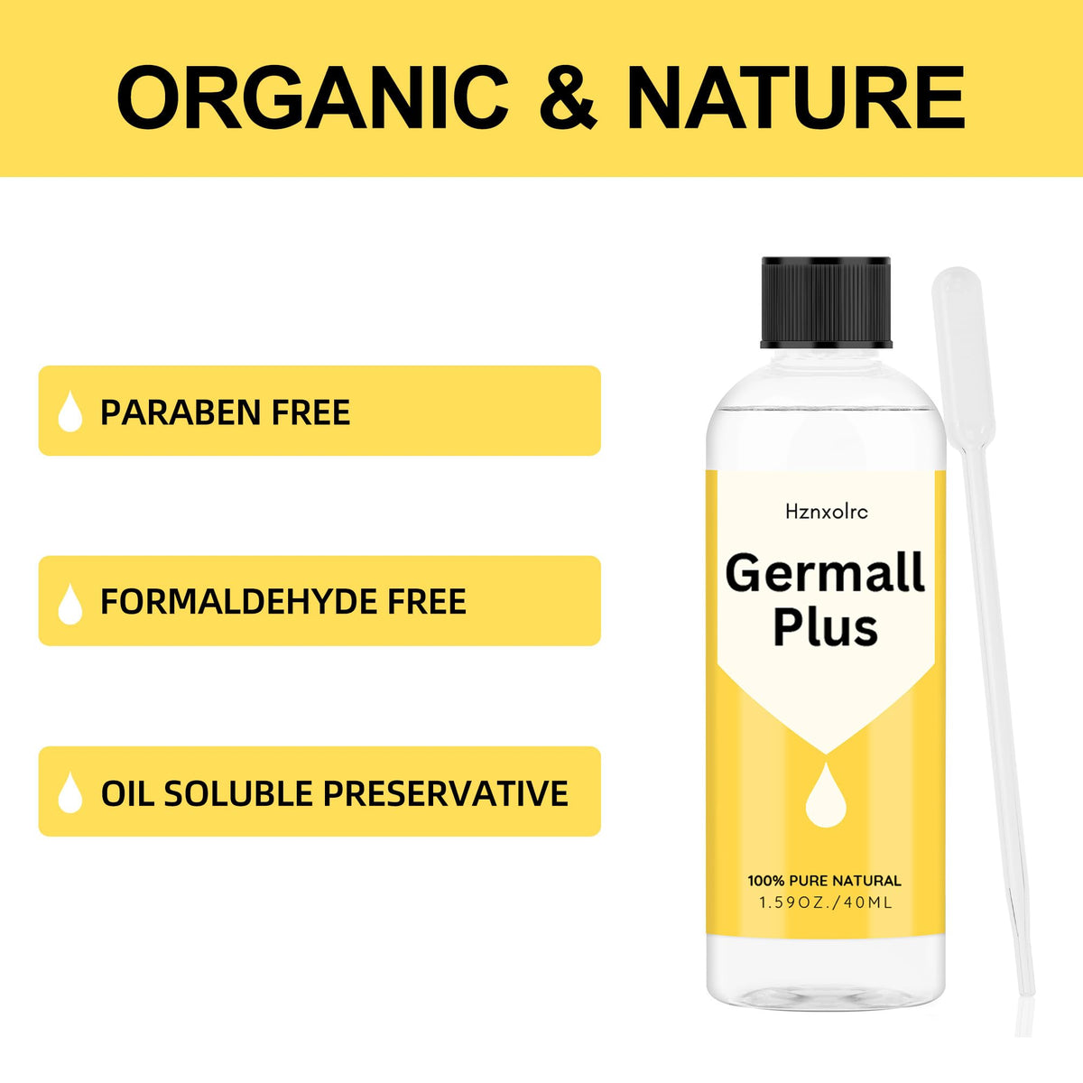 Hznxolrc Germall Plus label close-up highlighting ingredient information and clarity