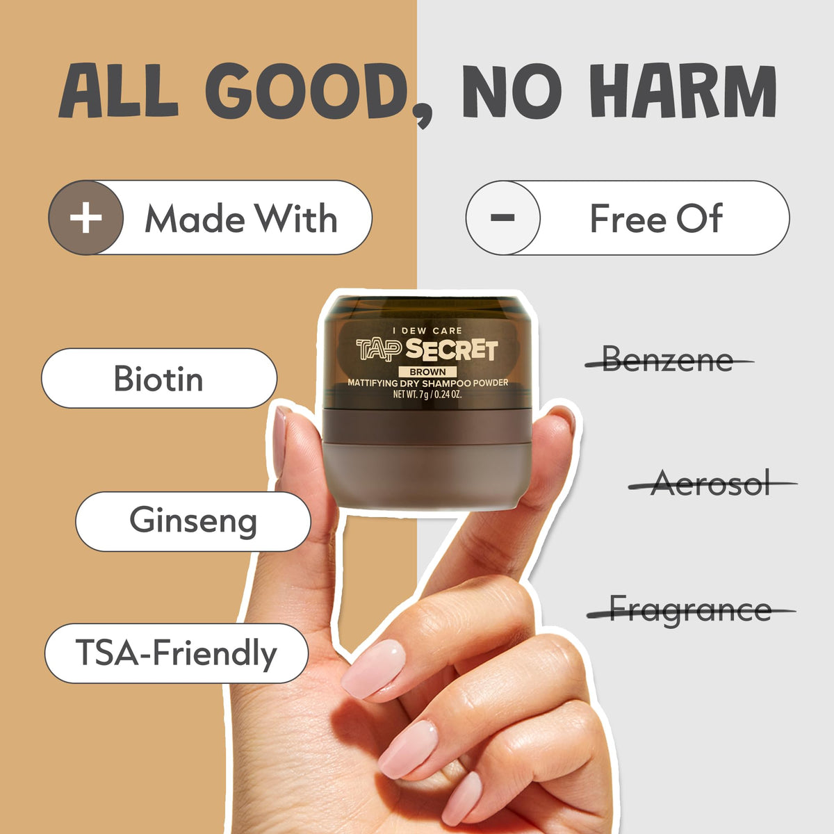 I DEW CARE application on roots showing quick oil absorption benefit
