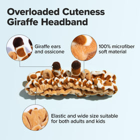I DEW CARE giraffe headband next to ruler showing compact size and fit