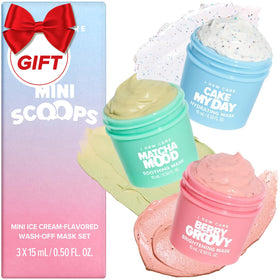 I DEW CARE front packaging showing three mini clay mask tubs, perfect for travel