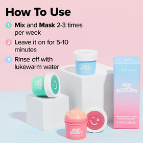 I DEW CARE three open mini tubs next to a coin for scale, convenient travel size