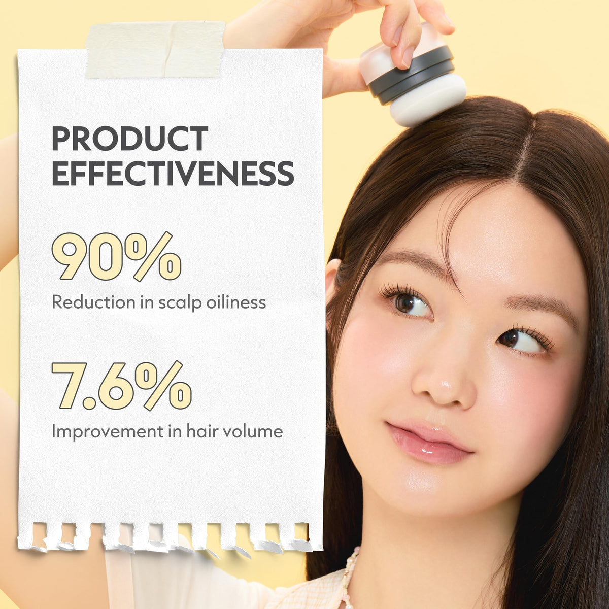 I DEW CARE before-and-after hair showing improved volume and less grease