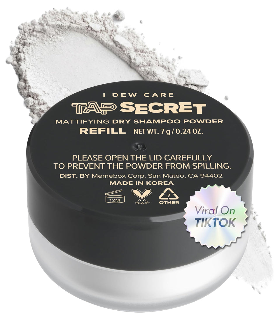 I DEW CARE front packaging showing compact refill tub and branding for easy travel