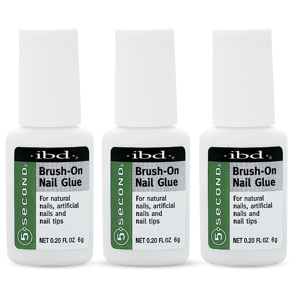 IBD brush-on glue front packaging showing bottle and label benefit strong hold